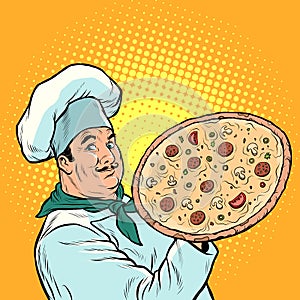 Italian chef with pizza