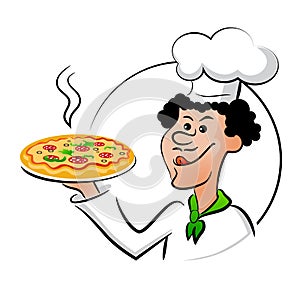 Italian chef with pizza