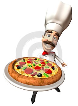 Italian chef with a pizza