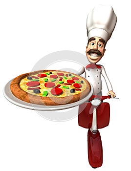 Italian chef with a pizza