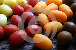 Italian Cherry Tomato Harvest in Basket, Fruits, flavours of Italia, Cuisine, Food Ingredients Rustic Garden aesthetic