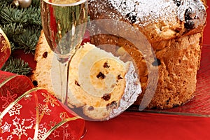 Italian Christmas with spumante and panettone