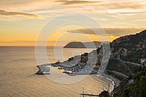 Italian coastline at dusk