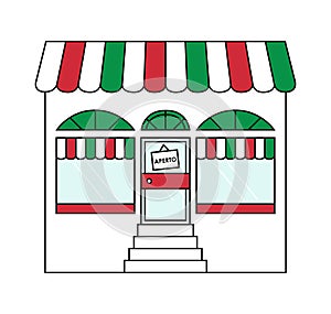 Open door and Italian display window vector illustration photo