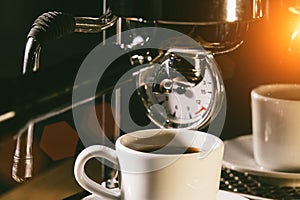 Italian coffee machine, coffeemaker close up photo