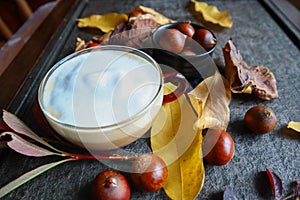 Italian coffee with milk in autumn style photo