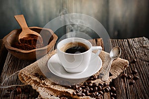 Italian coffee in small white cup