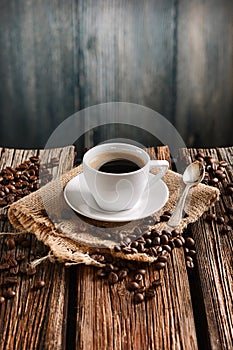 Italian coffee in small white cup