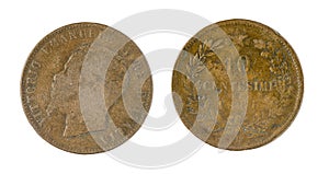 Italian coin - 10 centesimi, Emanuele II. Minted in copper photo
