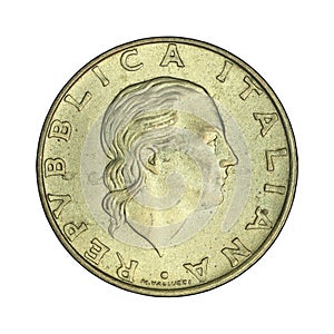 Italian coin of two hundred lire from 1995