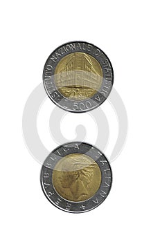 Italian coins: old 500 lire
