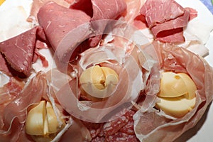 Italian cold-cuts and sausage platter