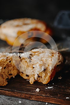 italian colomba pasquale split in half