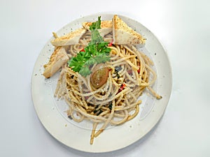 Italian Comfort Food Spaghetti Aglio e Olio photo