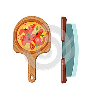 Italian cook pizza icon vector illustration.