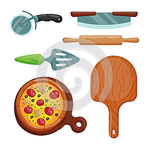 Italian cook pizza icons vector illustration.