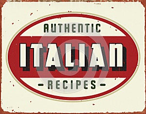 Italian Cooking Vintage Tin Sign photo
