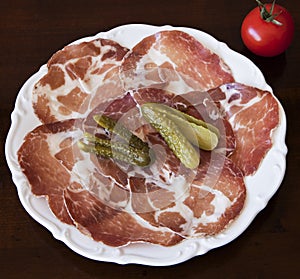 Italian coppa with pickles