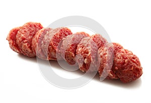 Italian cotechino sausage in white background