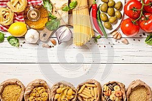 Italian cuisine concept. Food ingredients for cooking
