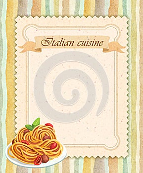 Italian cuisine restaurant menu card design in vintage style