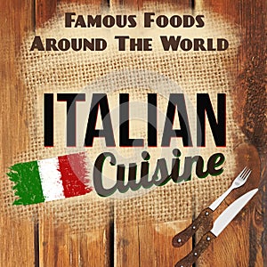 Italian cuisine retro poster, vector illustration