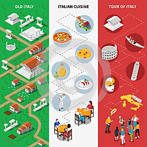 Italian Cultural Isometric National Flag Banners