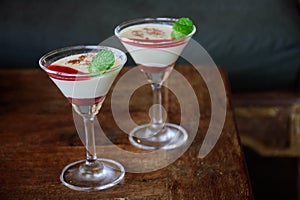 Italian dessert panacotta glass photo