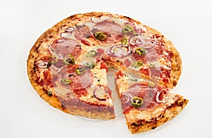 Italian diavolo pepperoni pizza with chili