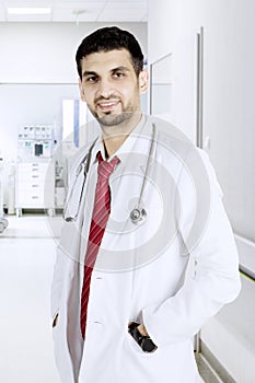 Italian doctor standing in the hospital corridor