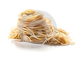 Italian dry uncooked pasta isolated on a white background