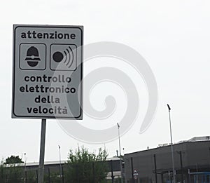 Italian electronic speed check sign photo