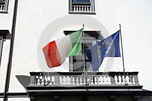 Italian and European flag