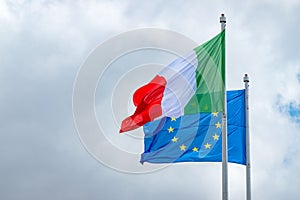 Italian and European Union flags