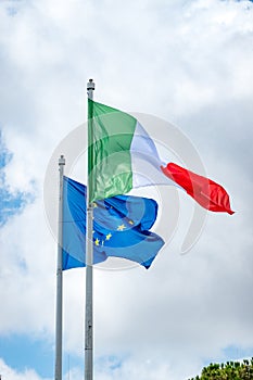 Italian and European Union flags