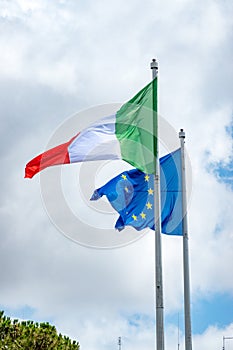 Italian and European Union flags