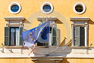 Italian and European Union Flags