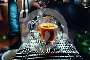 Italian Expresso Coffee machine making a coffee