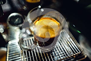 Italian Expresso Coffee machine making a coffee