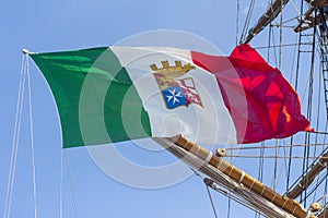 The Italian flag aboard