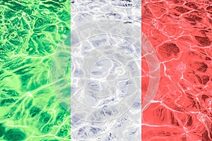 Italian flag with abstract neon light water effect