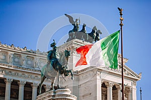 Famous Vittoriano with gigantic equestrian statue of King Vittorio Emanuele II in Rome