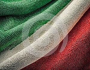 Italian flag colors on textured fabric