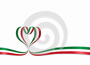 Italian flag heart-shaped ribbon. Vector illustration.