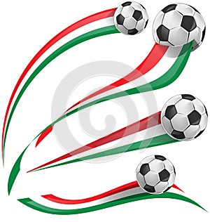 Italian flag set with soccer ball