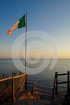 Italian flag at sunset