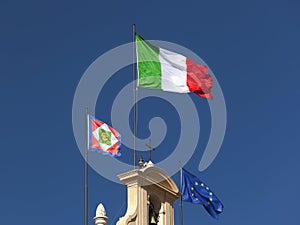 Italian flag waving in the sun