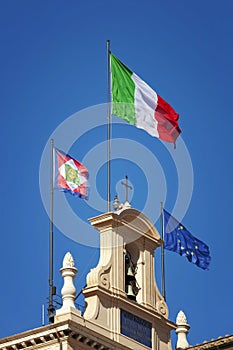 Italian flag waving in the sun