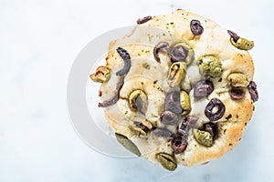 Italian foccacia with olives photo