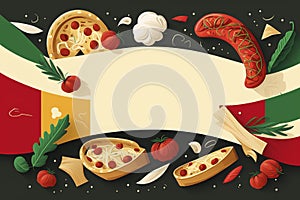 Italian food banner. Design template for iitalian restaurant with space to write. Generative AI